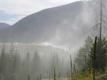 Dust blowing off a tailings pond at Troy
